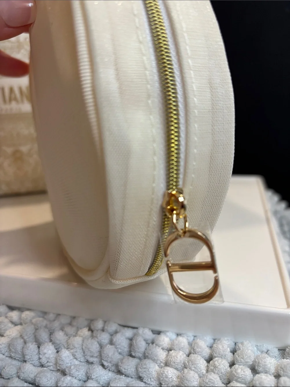 Dior Cream Round Pouch with Pink Butterfly Embroidery & Dior Bag